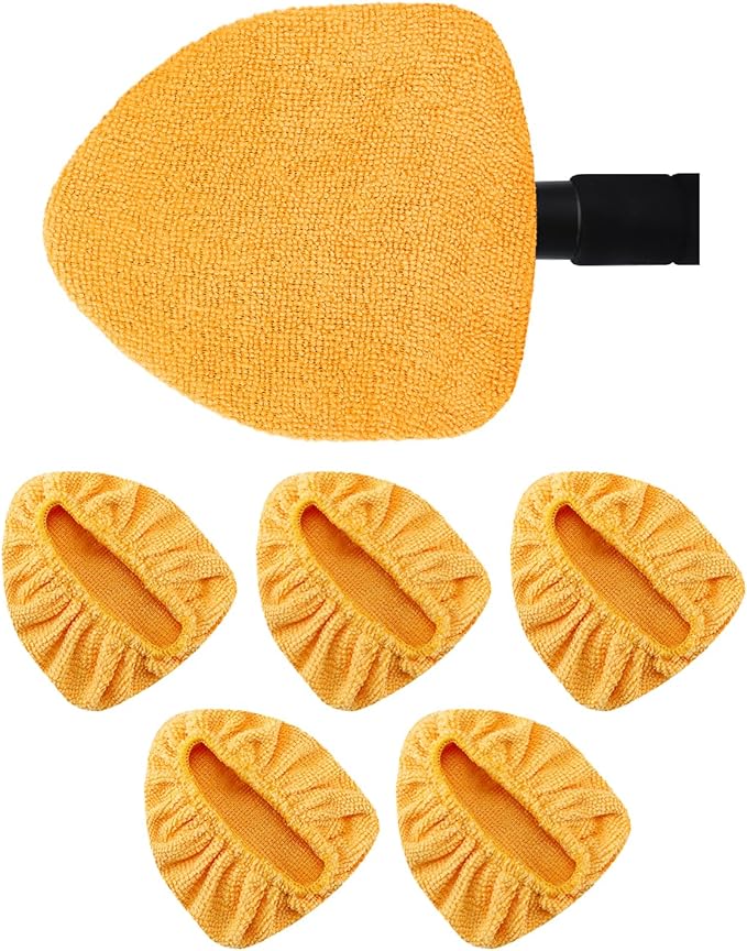 5 Pack Microfiber Pads for Windshield Cleaner Tool – Washable Windshield Cleaner Replacement Pads with Elastic Edge, Replacement Heads Cover for Car, RV & Home Window Cleaning (Orange)