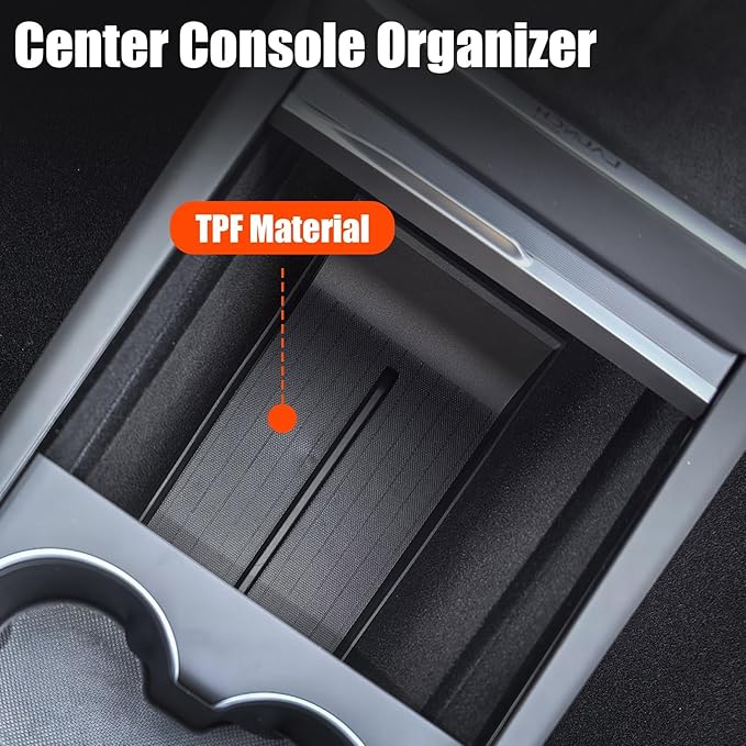 4 Pcs Center Console Organizer Trays Divided Storage Double Layer Space for New Tesla Model Y Juniper Accessories 2025 2026 Center Console and Armrest Storage Box