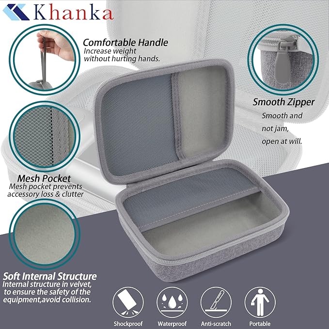 khanka Case for WOLFBOX MF100 /MF50/MF60 /MF70 Electric Air Duster,Hard Storage Bag Compatible with Wolfbox MF100 MF50 Compressed Air Duster and Accessories,Case Only（Gray）