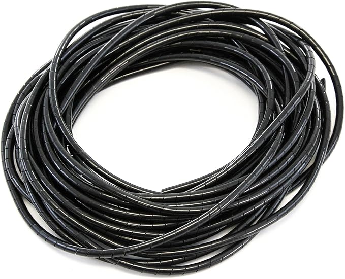 33FT PE 1/4 Inches (6 mm) Black Polyethylene Spiral Wire Wrap Tube PC Manage Cable for Car Computer Cable