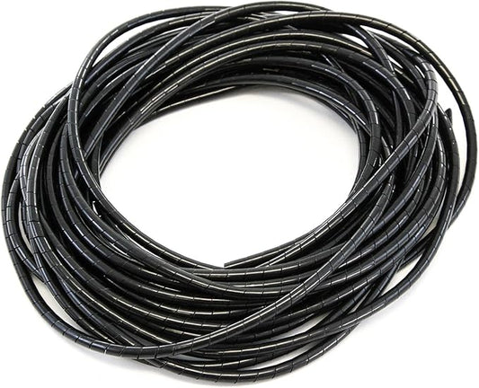 33FT PE 1/4 Inches (6 mm) Black Polyethylene Spiral Wire Wrap Tube PC Manage Cable for Car Computer Cable