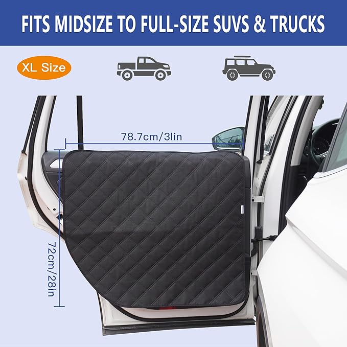ALLANSING Large Tall Dog Car Door Protector 2-Pack, Protects Doors from Dog Scratches, 900D Heavy Duty Thick Fabric, Window Roll Compatible & No Tint Damage, Secure Fit for Large Cars/SUVs/Trucks