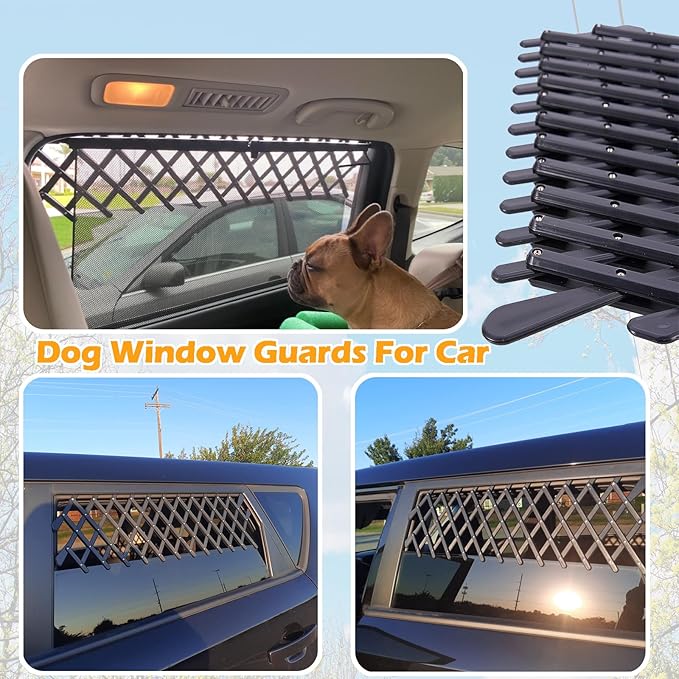 XianghuangTechnology Window Pet Gate, Universal Pet Dog Puppy Ventilation Grill Mesh Vent Guard Safe Car Window Protection Mesh for Cars, Trucks & SUV - 2 Pack