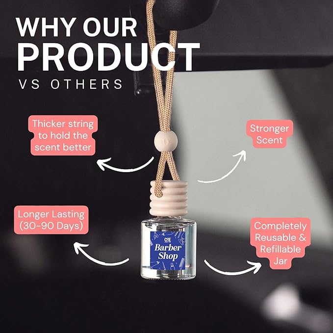 CANDECraftCo Car Air Hanging Fragrance Oil, Car Auto Freshener for Essential Oils, Scents Fragrance Aromatherapy Automobile Diffuser, Long Lasting (Cinnamon Sugar)