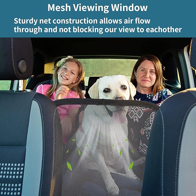 Petsfit Dog Car Barrier Vehicle Pet Barrier Backseat Mesh Dog Car Divider Net with Adjusting Rope and Hook Suitable for SUV Pickup and Small Cars