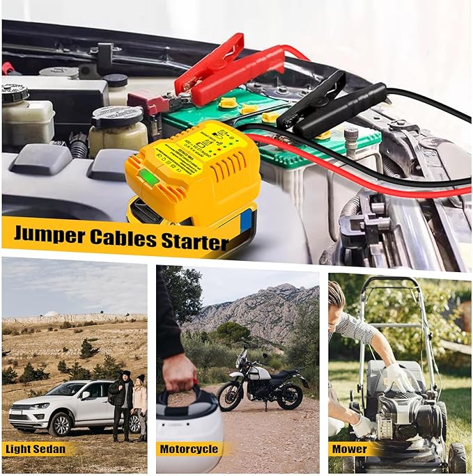 Car Jump Starter Adapter for Dewalt 20V/60V Li-ion Battery,Automotive Battery Booster with 12V Jumper Cable Clamps,Emergency Car Jumper Starter(Battery Not Included)