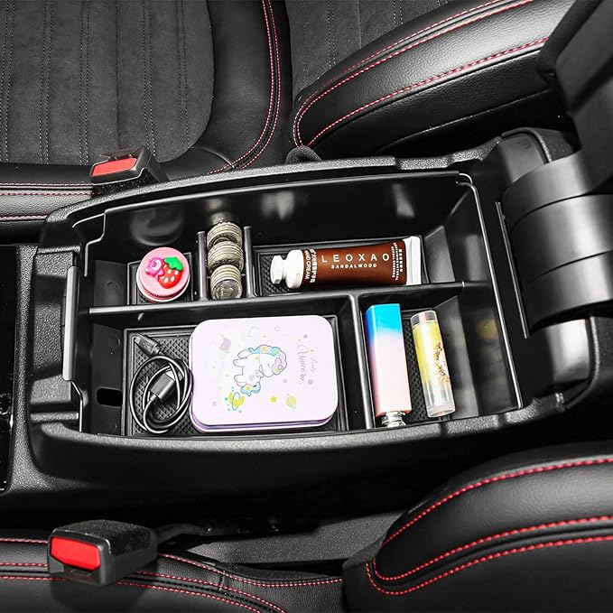 TACOBRO Center Console Organizer Tray Compatible with Ford Escape 2020-2024 2025 2026 and 2021-2024 2025 2026 Bronco Sport CX430 4-Door (Not for U725 2-Door) Secondary Storage Armrest Box - Black