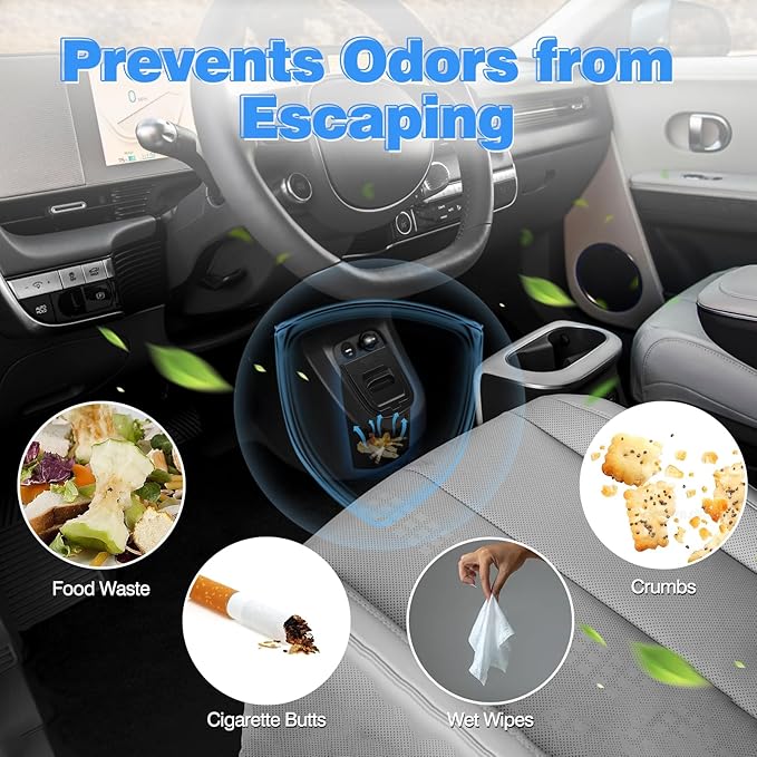 Karltys Car Trash Can, Dedicated Garbage Can for with Lid, Odor-Proof Car Garbage Bin Automotive Center Console Organizer for Hyundai Ioniq 5 2022-2024 Interior Accessories(Not for 2025+/N Line)
