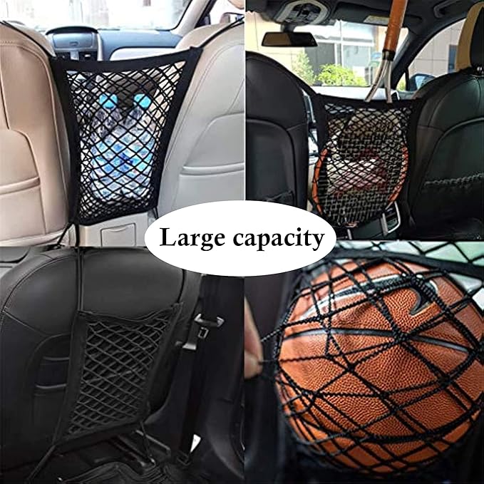 Car Dog Barrier Universal Dog Barrier Net Car Seat Net & Storage Bag Tear Resistant Pet Mesh Barrier Car Back Seat Organizer Easy to Install Dog Fence Safety Car Divider for Cars SUVs Vans Traveling