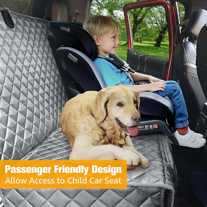 PETICON Dog Car Seat Covers for Truck Ford f150/Ram1500/Chevrolet Silverado 1500, Waterproof Pet Back Seat Cover for Trucks, Scratchproof Nonslip Durable Rear Seat Cover for Dogs (Gray)