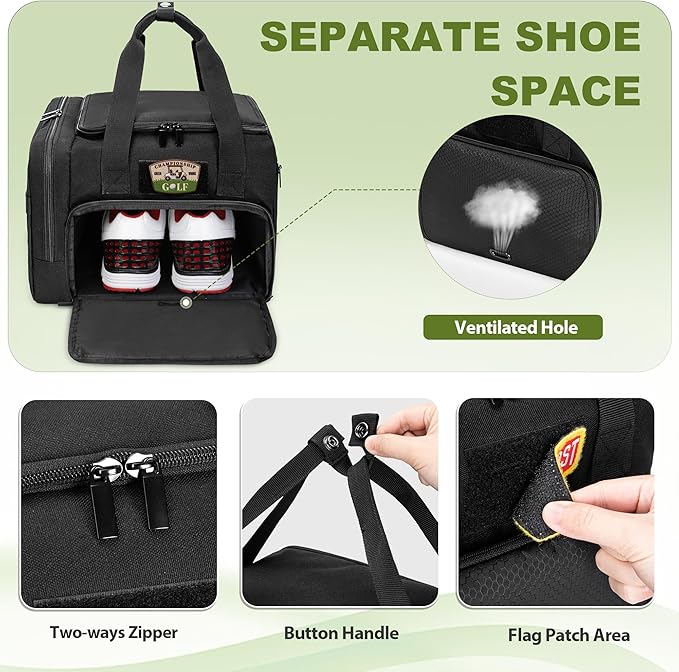 DSLEAF Small Golf Trunk Organizer Bag for Men & Women, Golf Car Locker with Bottom Shoe Space for A Pair of Shoes, Multiple Pockets for Balls, Tees, Cap, Gloves and Towels