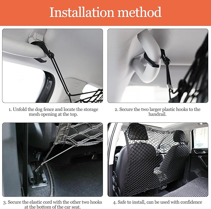 Dog Car Barrier for Honda Odyssey RB1 RB3, Elastic Mesh Pet Barrier Prevents Dogs from Jumping Forward, Car Net for Dogs for SUV Cargo Area & Back Seat