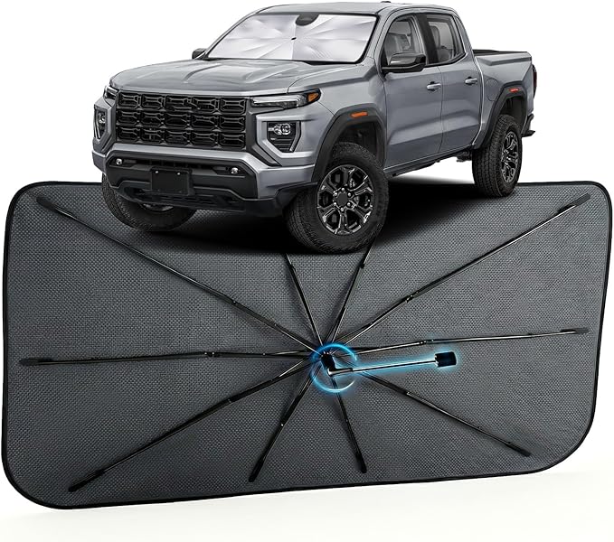 Car Windshield Sun Shade for GMC Canyon 2023-2026 –[Reflective Coated Fabric] Sunshade Umbrella for Front Window, Car Shades Sun Visor Keep Car Cool and Protects Interior, 1:1 Exact Fit