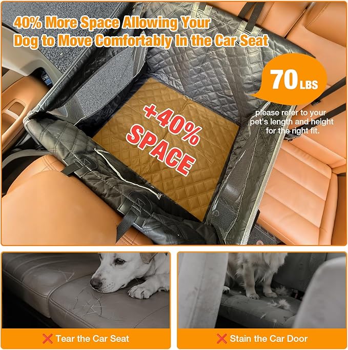 Dog Car Seat for Large Dogs, Back Seat Extender with Mesh Windows, Strong Support Dog Car Seat Cover for Cars, SUV and Road Trip (28 * 23 * 21.7inches)