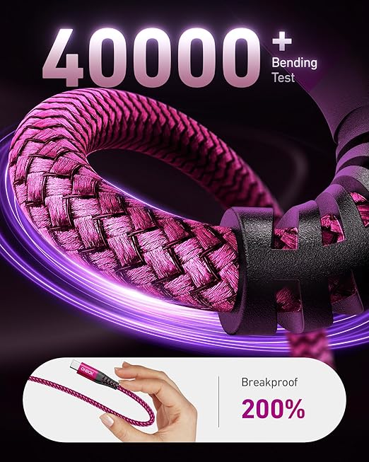 USB C to USB C Cable 60W [2Pack 3FT], USB C Fast Charging Cable for Car Durable Braided iPhone USB Type C Cable USBC to USBC Cord for iPhone 17/16/15/Pro Max/Plus, Samsung Galaxy S23 and More-Rose Red