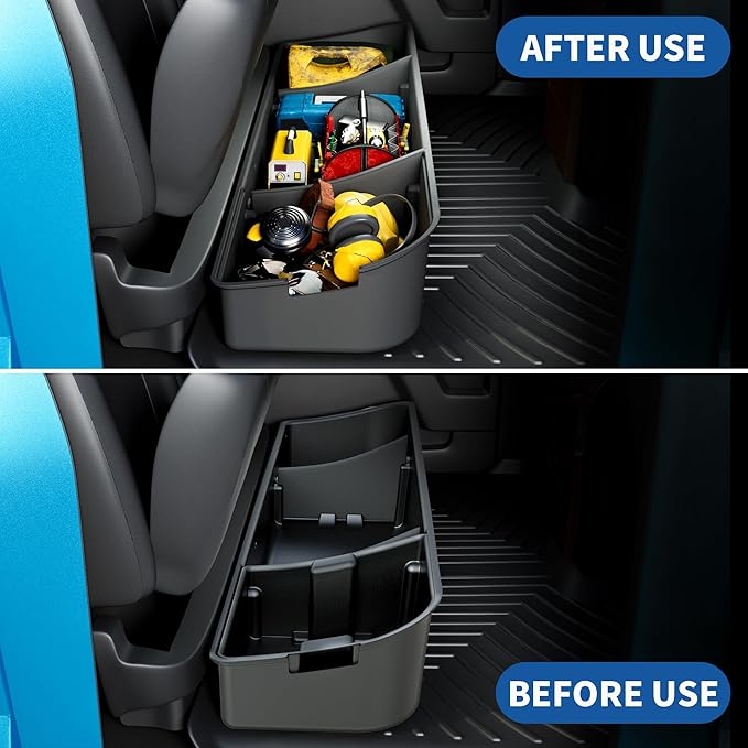 oEdRo Under Seat Storage Fit for 2015-2026 Ford F-150 F150 SuperCrew/Crew Cab, 2017-2026 F-250/F-350/F-450/F-550 Super Duty, Upgraded Rear 2-in-1 Truck Organizer Underseat Storage Box