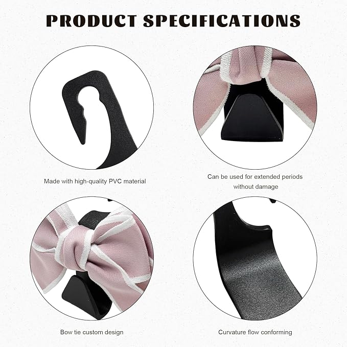 2 PCS Car Seat Headrest Hooks, Adorable Bow Knot Storage Hooks Multipurpose Vehicle Headrest Organizer, Auto Seatback Bowknot Hanger Interior Decoration for Car Truck SUV (Pink)