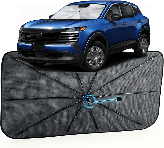Car Windshield Sun Shade for Nissan Kicks 2018-2026 –[Reflective Coated Fabric] Sunshade Umbrella for Front Window, Car Shades Sun Visor Keep Car Cool and Protects Interior, 1:1 Exact Fit