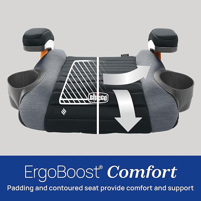 Chicco GoFit ClearTex Backless Booster Car Seat, Travel Booster Seat for Car, Portable Car Booster Seat for Children at Least 4 Years Old and 40-110 lbs., Orchid/Navy