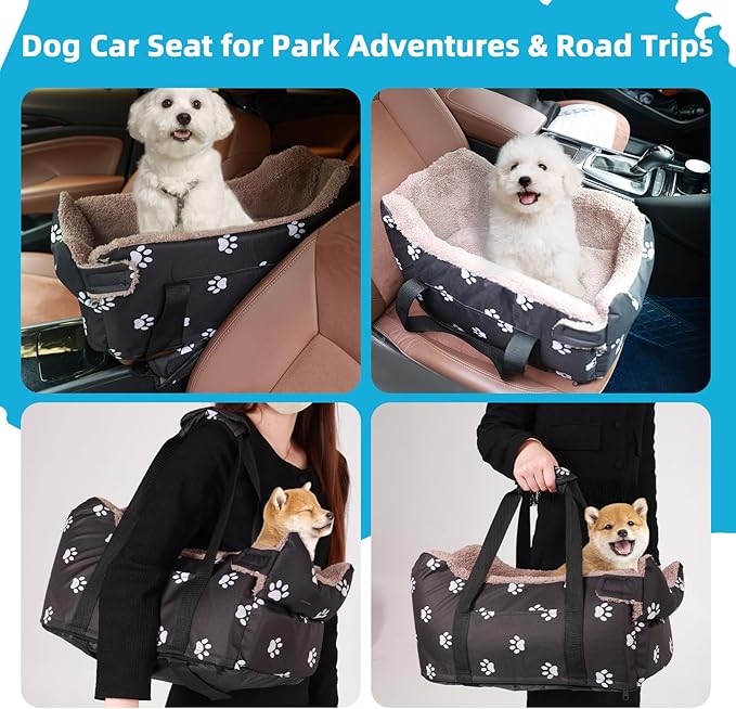 Center Console Dog Car Seat, Pete Console Car Seat for Cats Dogs Middle (Black)