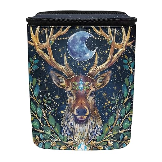 Talayituse Deer Moon Print Car Trash Can Portable Auto Garbage Bin Multifunctional Vehicle Interior Accessories with Adjustable Straps Universal Fit Truck SUV Sedan