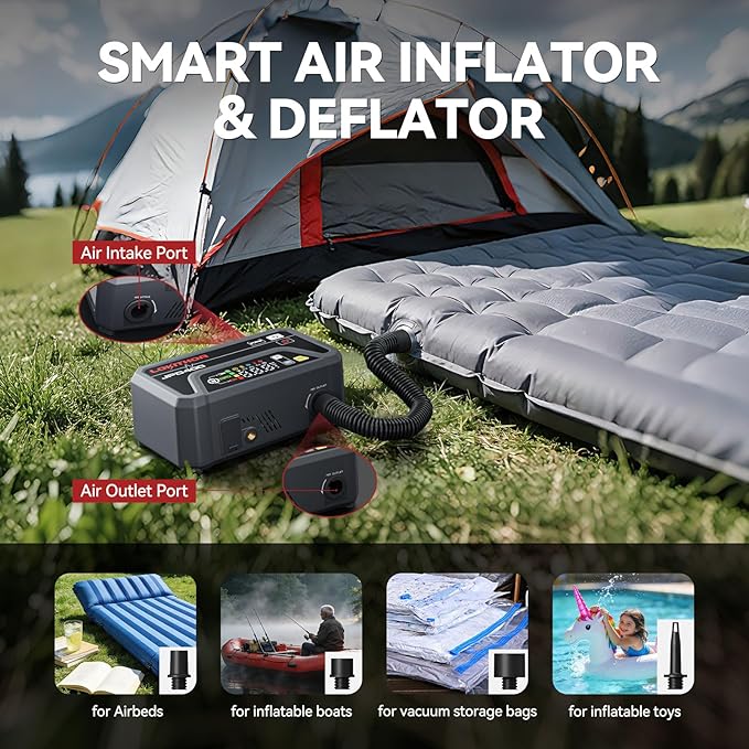 LOKITHOR JPD400 Jump Starter with Air Compressor and Deflator, 3000A Car Battery Jump Starter (9.0L Gas/7.0L Diesel) Jump Box with 150PSI Tire Inflator, 10000mAh Power Bank, LED Light, Jumper Cables