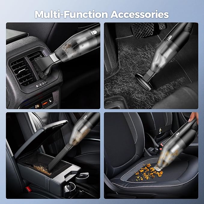 Handheld Vacuum Cordless -Car Vacuum Portable Cordless Cleaner Powerful Suction,1.2lbs Lightweight, Type-C Charge, Multiple Accessories, Portable Hand Vacuum for Home, Pet and Car