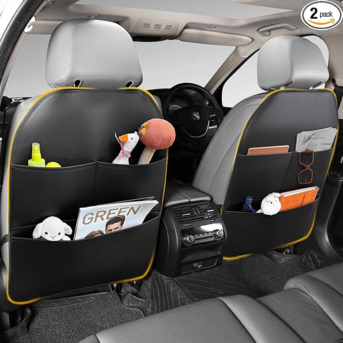 Sanwom Car Seat Back Protector for Kids - Backrest Protector Prevents Damage from Kicking, Universal Fit Seat Protector with Anti-Slip Design, Shields Against Scratches & Footprints