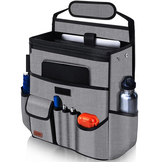 Smof Car Organizer for Front Seat, Passenger Seat, Backseat - Hanging Car Seat Storage Organizer,Multiple Pockets Car Seat Organizer with Separately Pokect for Laptop, Cup Holde & Travel Accessories
