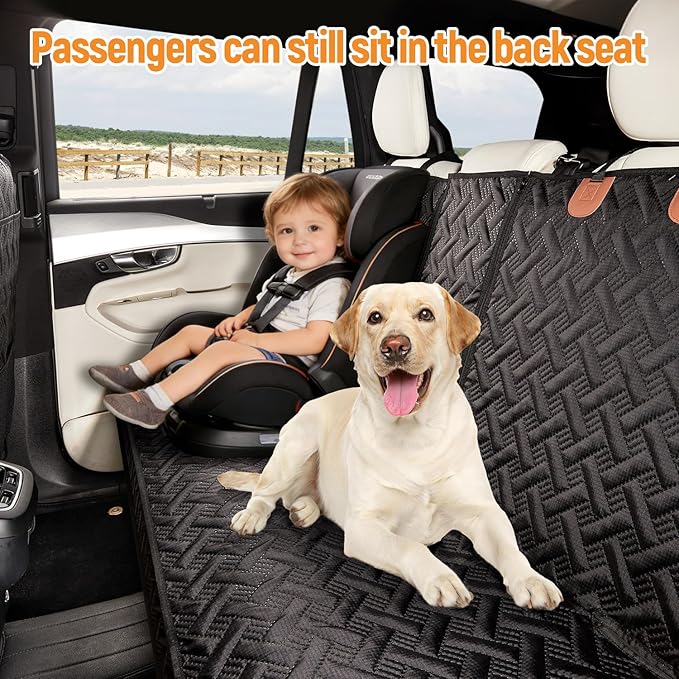YJGF Dog Car Seat Cover for Back Seat,Back Seat Pet Cover for Dogs,Waterproof Scratchproof Rear Bench Seat Cover Protector (Black, L)