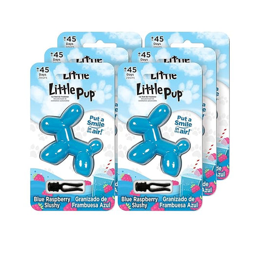 Little Pup 96613-6PK Blue Raspberry Slushy Scent Car Air Freshener Clip Provides Long-Lasting Freshness in a Compact Design, Fights Odors for up to 45 Days, Cute Car Odor Eliminator, Pack of 6