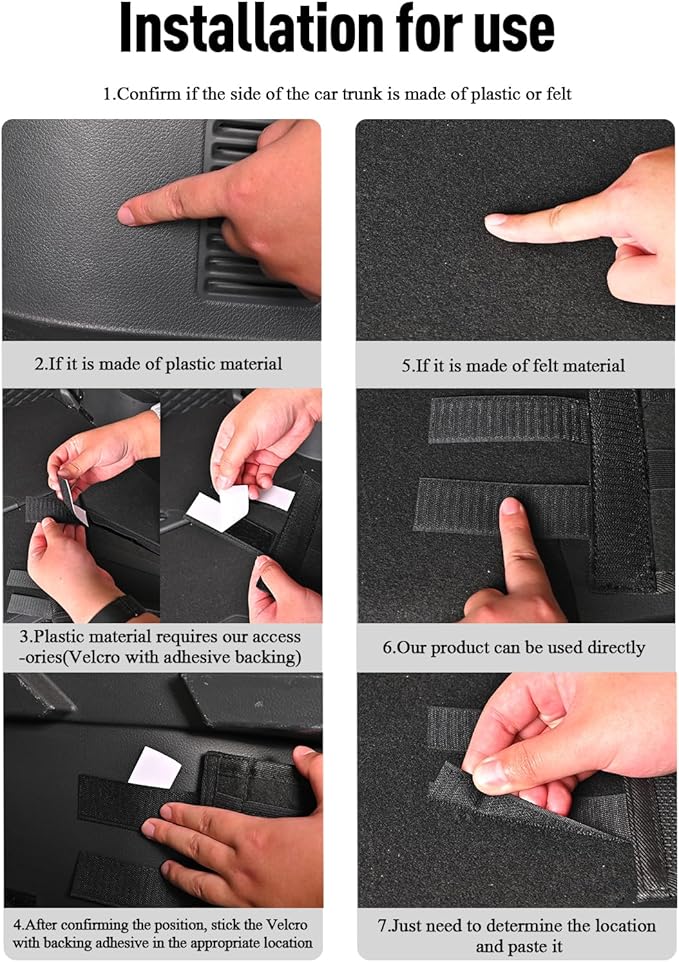 1PCS Car Rear Trunk Organizer Side Divider Board Console Storage Divider Waterproof Easy To Install Trunk Storage Organizer Side for Car, SUV,[Black]