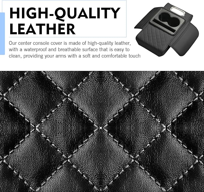 Center Console Cover Organizer, Comfortable Car Armrest Box Height Increase Pad, Multi-functional Storage Car Interior Accessories, Universal for Most Vehicles (Black)
