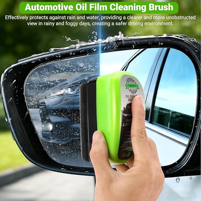 Clear Vision Glass Cleaner -Oil Free Car Glass Brushes, Upgrade 2.0 Cleaner, Automotive Oil Film Cleaning Brush for Car Windows, Clearvision Cars Windshield Cleaner Tool (1Set)