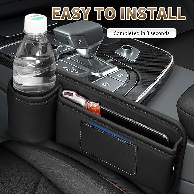 Kwak's Car Seat Gap Filler Organizer (2PC) – Fits 0.2"-1.2" Gap Premium Leather Drop Stop Car Console Organizer for Phone/Keys – Universal Front Seat Organizer for Car SUV Truck (Red)