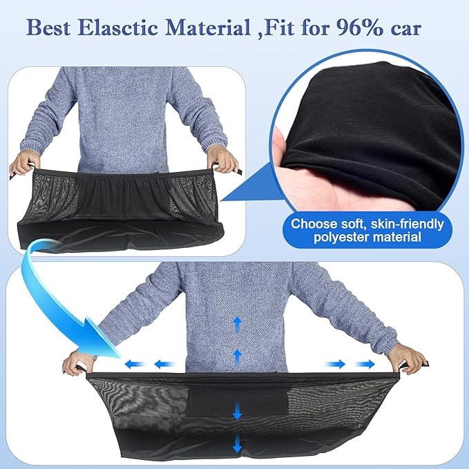 Upgraded Car Rear Side Window Shades, Breathable Mesh Stretch Window Covers Screens for Camping, UV Protection, Block Sun Glare,Privacy Protection,Fit for 97% of Cars -2 Pack