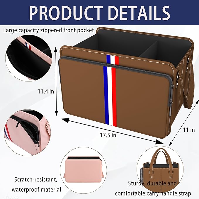 Homeve Trunk Organizer for Car, Waterproof Collapsible 3 Compartments Car Organizer, Foldable Storage for Car Accessories, Tools, Sundries for Women Men, Tote Bag (Brown, Standard)