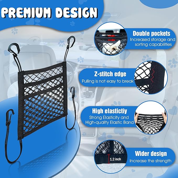 JITUIHOM Dog Car Net Barrier for Chevy Silverado Sierra 1999-2006, Dog Car Net Barrier Pet Barrier with Flexible Bungee Cords Easy to Clean Easy Install for Dog & Child