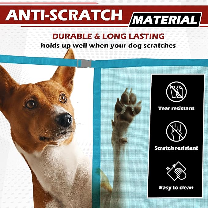 Universal Dog Car Net Barrier – Sturdy Mesh, Easy Install, Breathable Design, Easy to Clean, Flexible Bungee Cords for Adjustable Fit 23"×23" (Sky Blue)