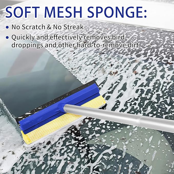 Wontolf 62'' Car Wash Brush Kit with Long Handle, Microfiber Car Wash Mop Mitt, Car Cleaning Detailing Kit, Exterior Interior Car Cleaning Supplies for Cars RV Truck Boat