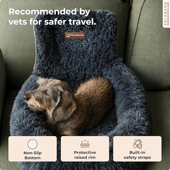 Pelsbarn Soft Comfortable Dog Protecting Car Bed 2.0 Extra Small (Dark Grey)