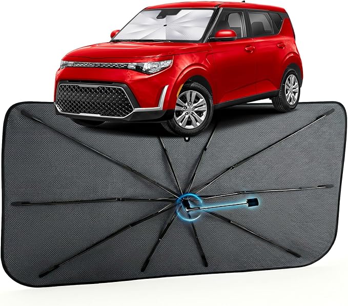 Car Windshield Sun Shade for Kia Soul 2020-2025 –[Reflective Coated Fabric] Sunshade Umbrella for Front Window, Car Shades Sun Visor Keep Car Cool and Protects Interior, 1:1 Exact Fit