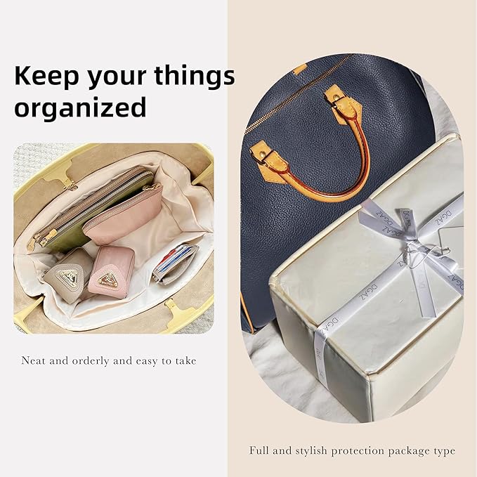 DGAZ Silk Purse Organizer Insert Fits LV Speedy 16/20/25/30/35/45 bags，Silky Smooth Bag Organizer，Luxury Handbag & Tote Shaper（Craie，SP45）