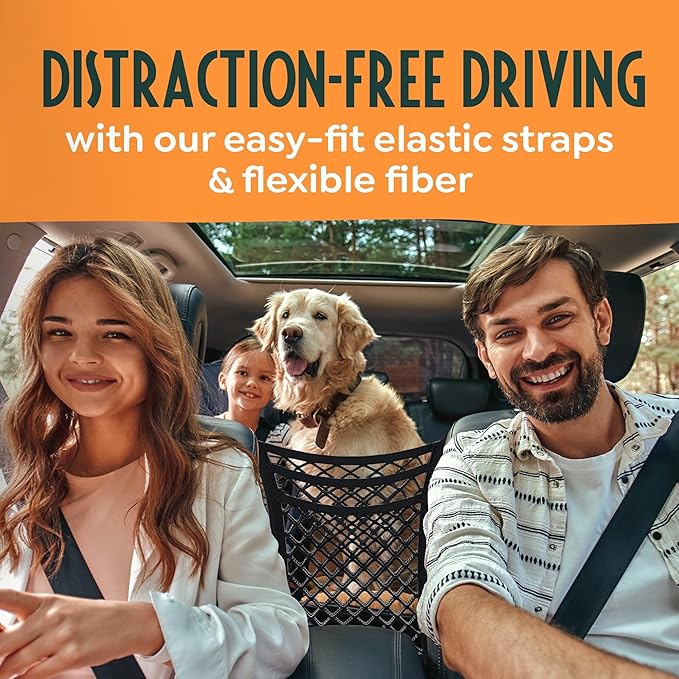 Car Pet Barrier, SUV and Vehicles, Adjustable & Durable Dog Barrier, Heavy Duty & Universal Fit Car Barrier, Car Dog Barrier, Car Divider for Dogs Back Seat, Car Net for Dogs, Dog Car Barrier Suv