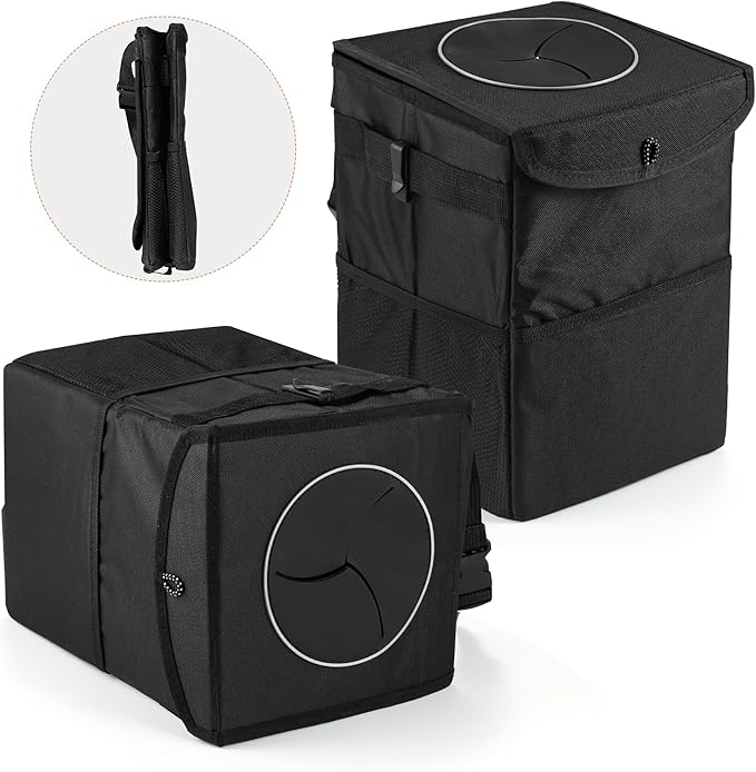 XHRING Car Trash Garbage Can for Jeep Wrangler JL JK Gladiator Renegade Cherokee Compass Grand Cherokee Wagoneer L Liberty Patriot Rubicon Sahara 4XE Sport S Mojave X JKU Accessories 2000-2025 2026