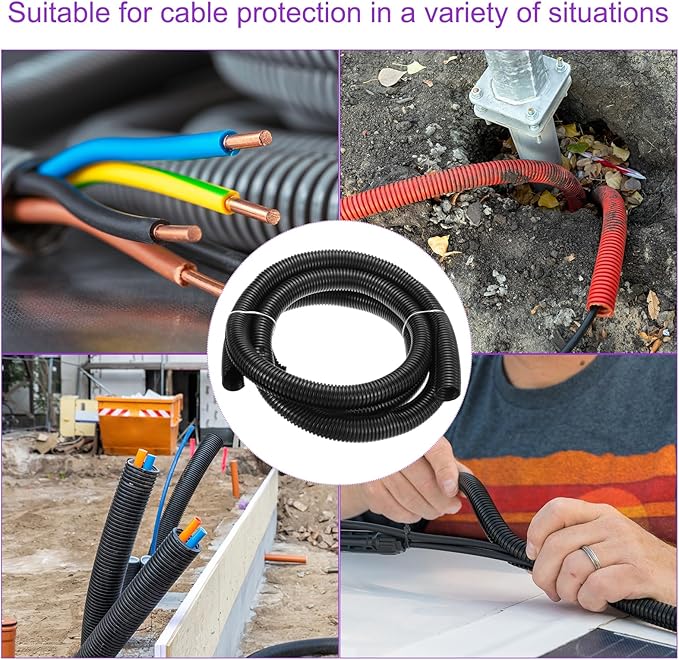DMiotech 10ft Wire Loom Split Tubing 1 1/4 Inch(31.8 Mm) ID, Cord Protectors from Pet Flexible Conduit Cable Management for Office, Home, Garden, Black