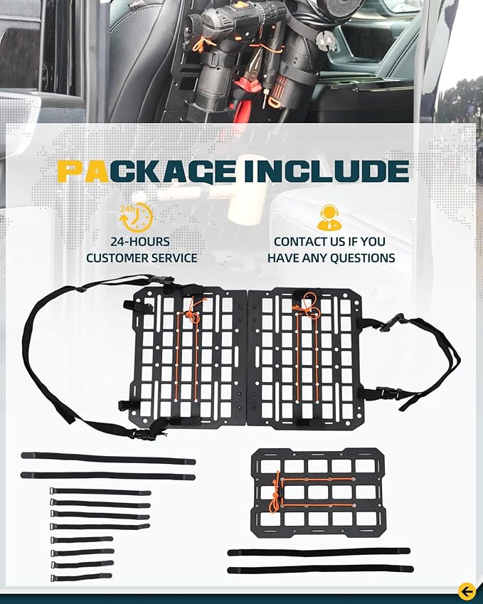 Trumgeta Rigid MOLLE Panel Seat Back & Headrest MOLLE Panel For Truck Pickup Vehicles Universal Truck Seat Back Organizer