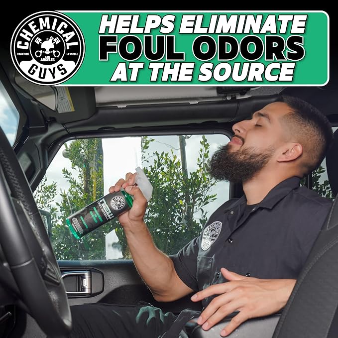 Chemical Guys New Car Smell Air Freshener and Premium Odor Eliminator Refreshes & Neutralizes Odors, Great Car Fresheners for Trucks, SUVs, RVs, and More - 16 oz