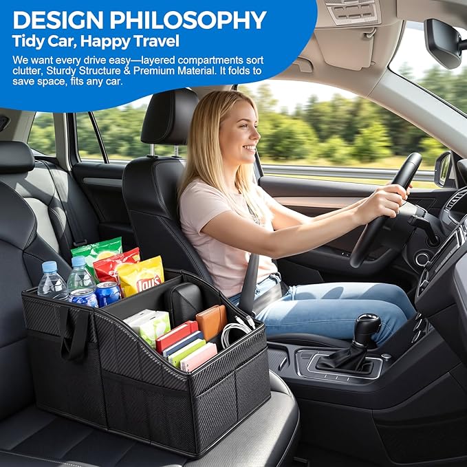 Car Caddy, Easy to Clean Middle Seat Car Organizer for Kids, Support Up to 33 LB of Weight Car Front Seat Organizer, Captain Chairs Organizers for SUV Camper Van Tissues Toys Holder