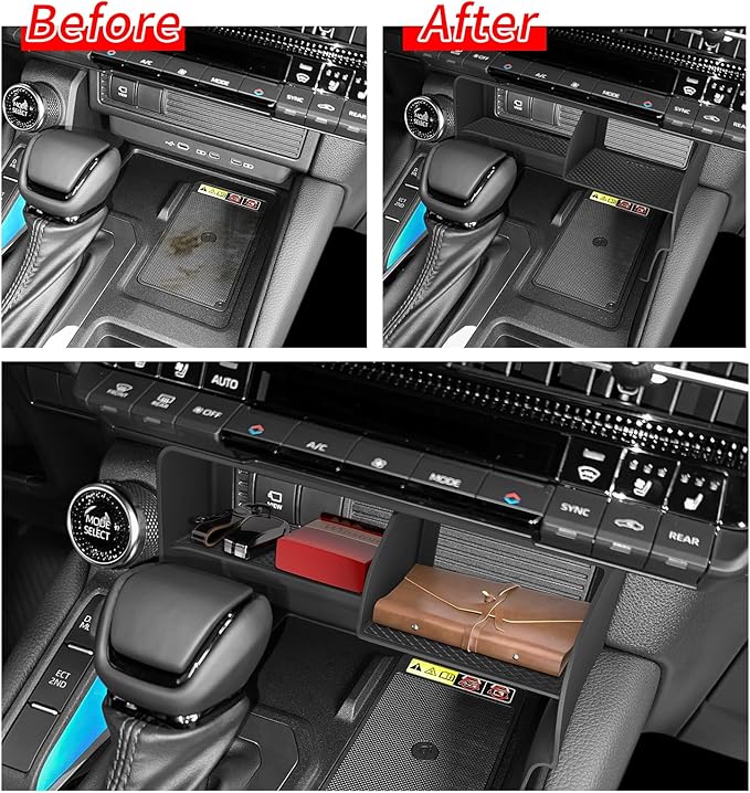 smabee Center Console Organizer for 2024 2025 2026 Toyota Land Cruiser Prado 250 Accessories Interior ABS Center Console Organizer Storage Box Tray Insert Black
